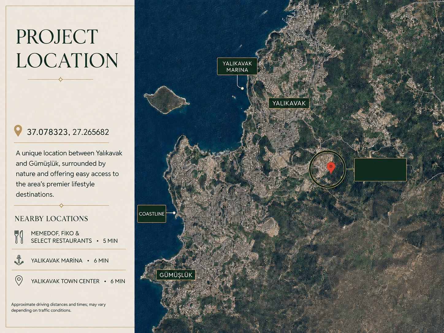 Map showing the location of Yalıkavak Private